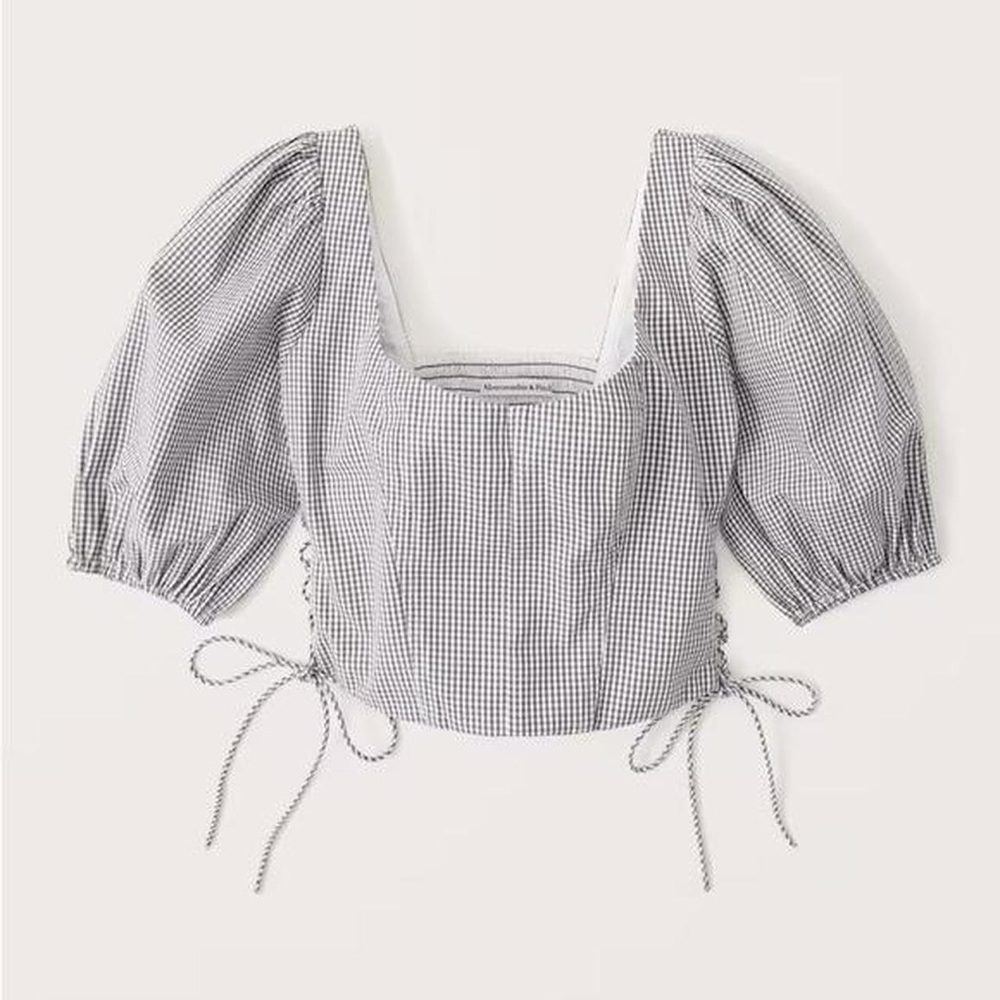 Abercrombie Lace-Up Poplin Corset Scoopneck Top